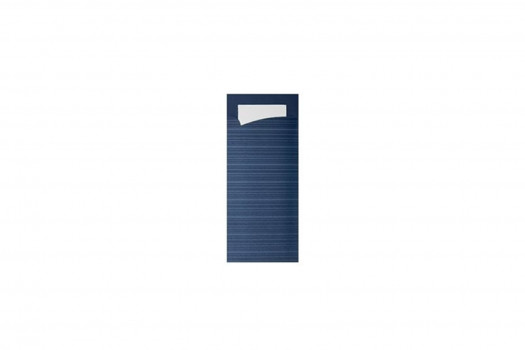 POCHETTTE BLEU FONCE SERVIETTE BLANCHE 100P
