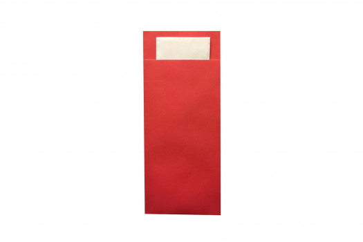POCHETTE ROUGE SERVIETTE BLANCHE 100P
